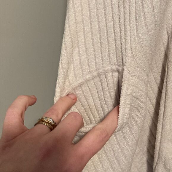 Barefoot Dreams Ivory Cozy Chic Ultra Like Long Sleeve Open Front Sweater Sz S - Picture 4 of 10